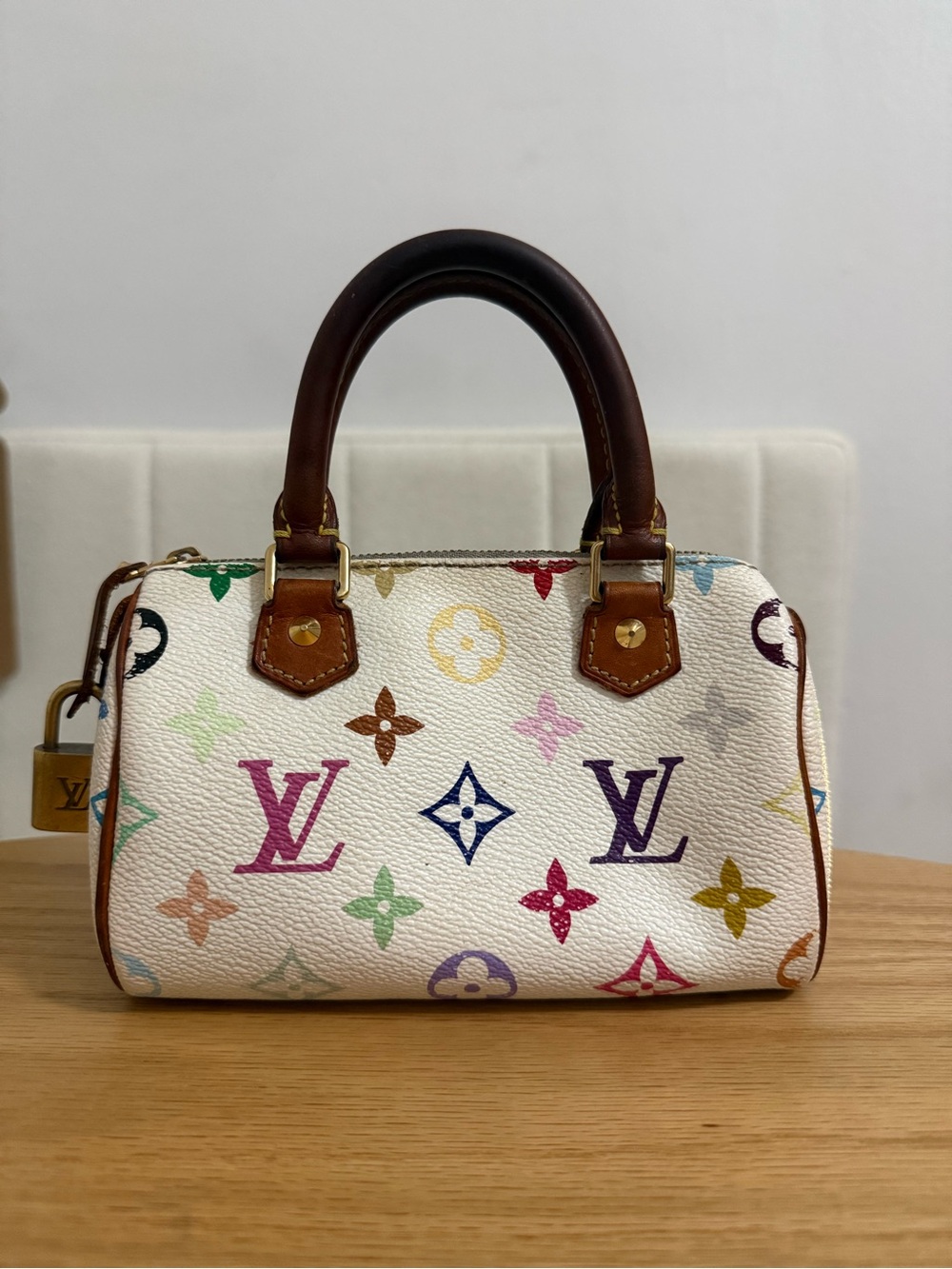 Louis Vuitton x Takashi Murakami Monogram Multicolor Mini Sac HL Speedy White